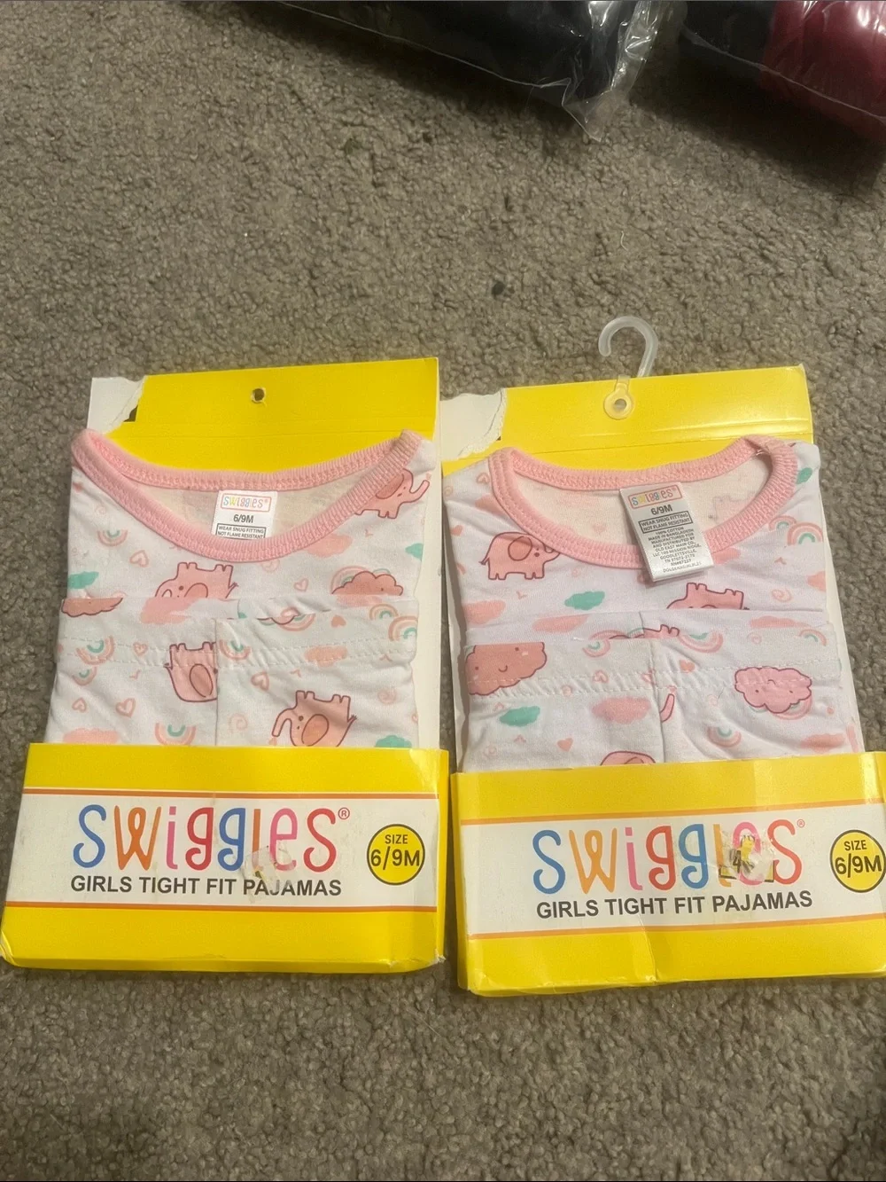 Swiggles Girls Pink & White Cloud and Rainbow Pajama Set